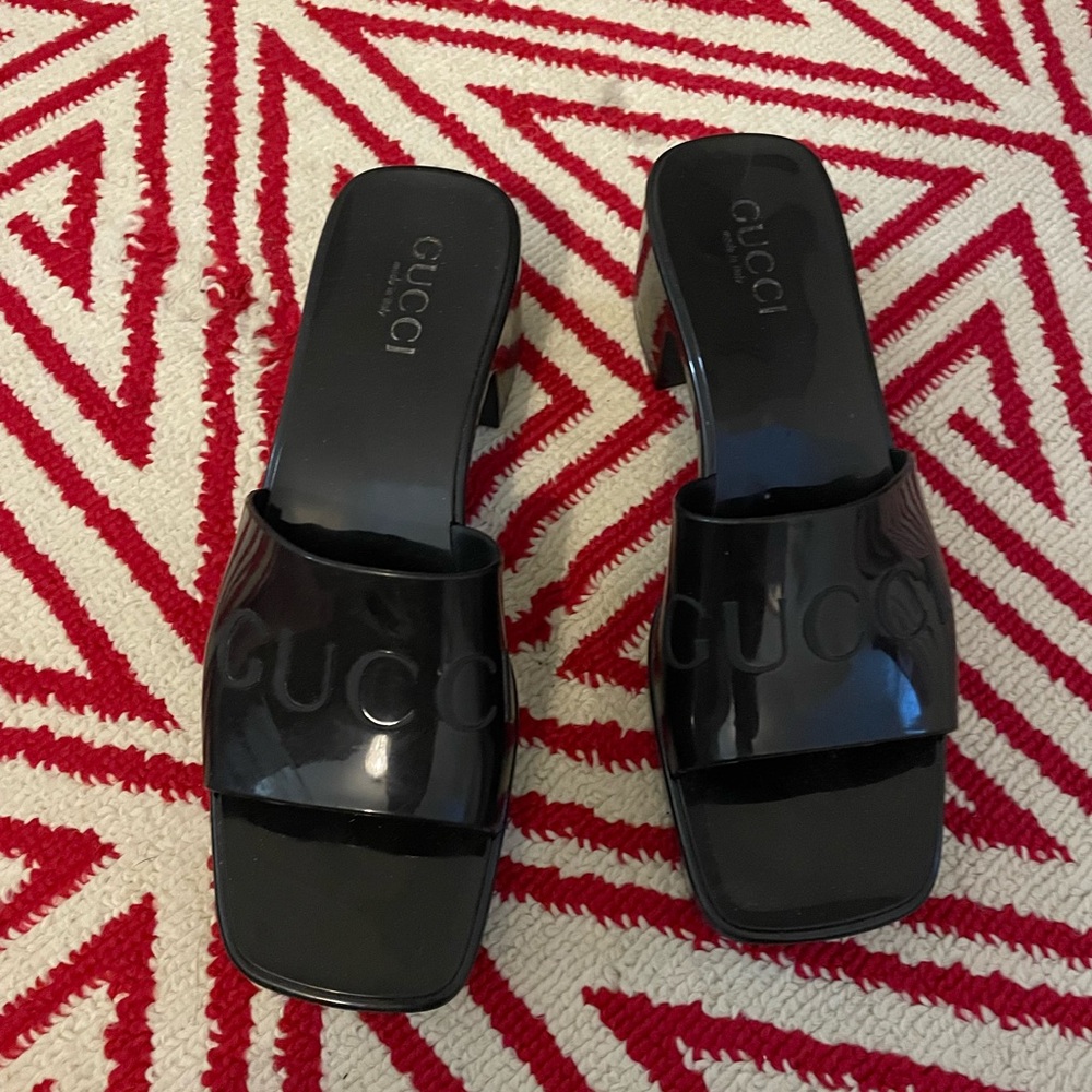 Rubber Gucci Logo Womens Platform 20/60mm Slide Sandals 38
